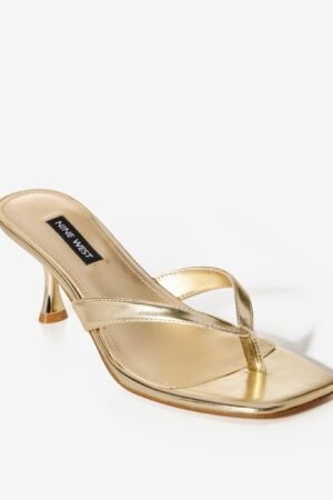 Square Toe Thong Heel Gold