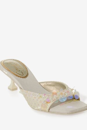 Paillette Strap Heel Pearl